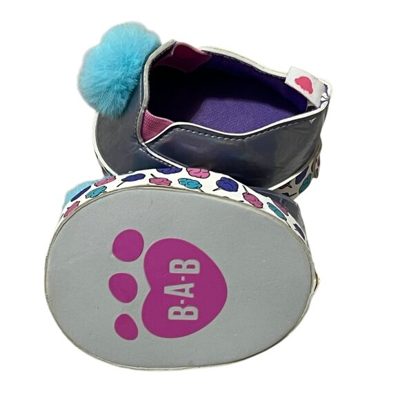 Build-A-Bear Workshop Iridescent Shoes W/ Blue Pom-Poms & Paw Print Soles For St - Picture 2 of 2